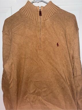 Polo by Ralph Lauren Men's Camel Tan Half-Zip Sweater